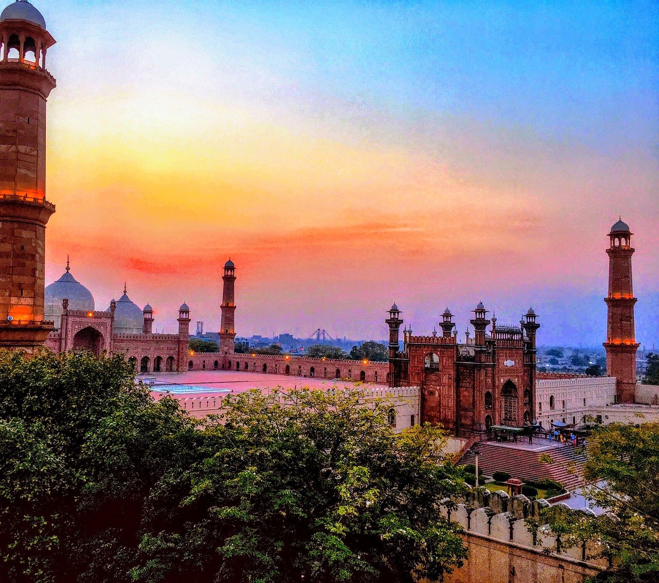 mosque, scenery, sunset, landscape, scenic, sky, outdoors, dusk, lahore, trees, ancient, old lahore, pakistan, nature, lahore, lahore, lahore, lahore, lahore, pakistan, pakistan