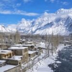 Snow-covered landscape of Skardu in Winter Frozen Upper Kachura Lake during winter season Skardu snowfall covering mountains and valleys